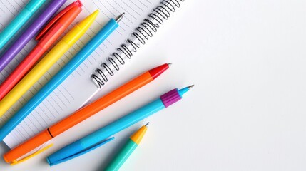 Fototapeta premium Organized School Planner with Colorful Pens on White Background for Academic Success