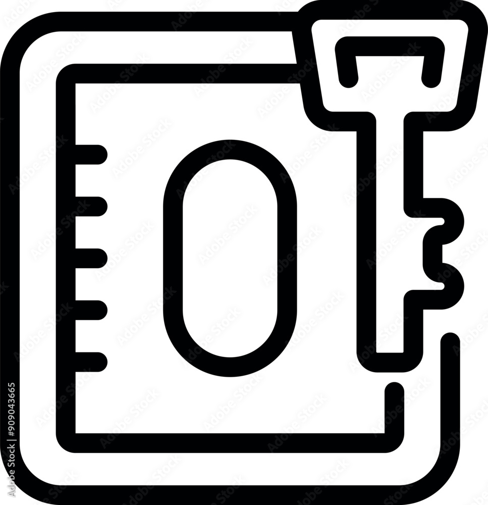 Poster line art icon of a key unlocking a padlock, symbolizing data protection and security