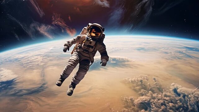 A lone female warrior astronaut, armed with a futuristic weapon, stands defiantly on a moonlit battlefield under a haunting, blood-red sky