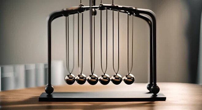 Close Up of a Newton Pendulum.