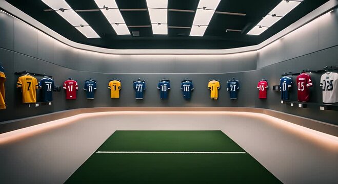 Inside a football museum.