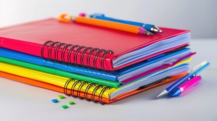 Fototapeta premium School Binder with Loose-Leaf Paper on White Background - Organized Education Essentials Concept