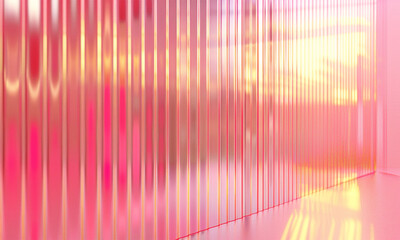 A Pink background, abstract vertical blue background, corrugated texture . A panel with luxury aesthetic backdrop, with acryl sheet material