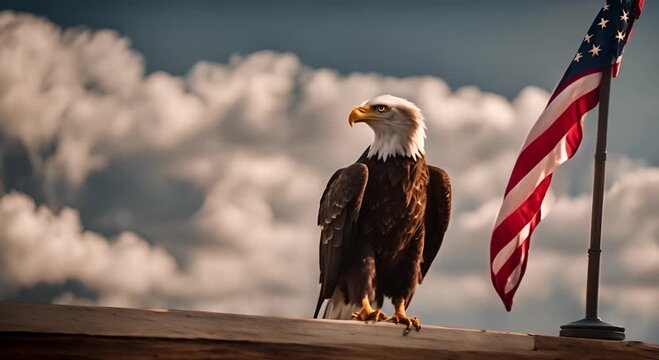 Eagle with the US flag.