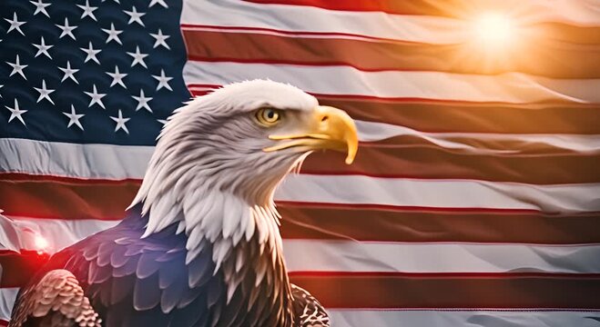 Eagle with the US flag.