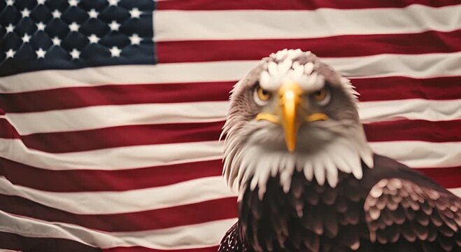 Eagle with the US flag.