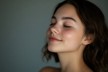 Fototapeta premium A close up of a girl's face with her eyes closed