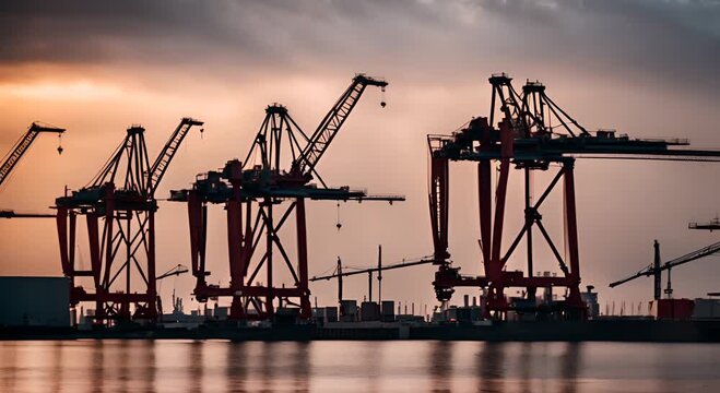 Cargo Cranes in a port.