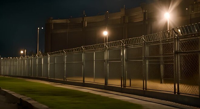 Security fences in a prison.