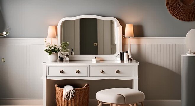 Makeup cabinet with dressing table.