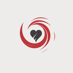 Heart and tornado unite psychology logo, symbolizing emotional storms and inner healing.
