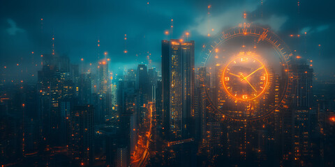 Obraz premium Futuristic Cityscape: High-Tech Urban Vision, City of the Future: Advanced Urban Environment