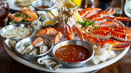 Seafood Platter with Crab Legs, Shrimp, Oysters and More