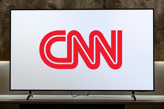 Flat-screen TV set displaying logo of CNN
