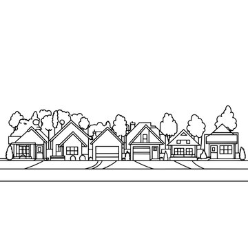 black and white houses and trees clip art preview