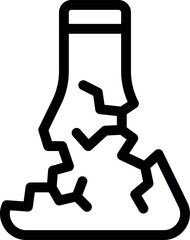 Line icon of a chemical flask with cracks, representing a failed scientific experiment