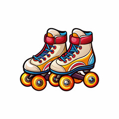 A digital illustration of cute, small, modern roller skates.