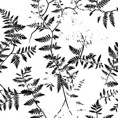 Fototapeta premium Lush leaves intertwining with delicate vines and fern fronds, creating an enchanting natural tapestry, seamless pattern vector