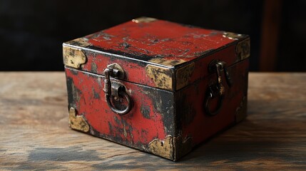 Metal Red Vintage Square Steampunk Small Box