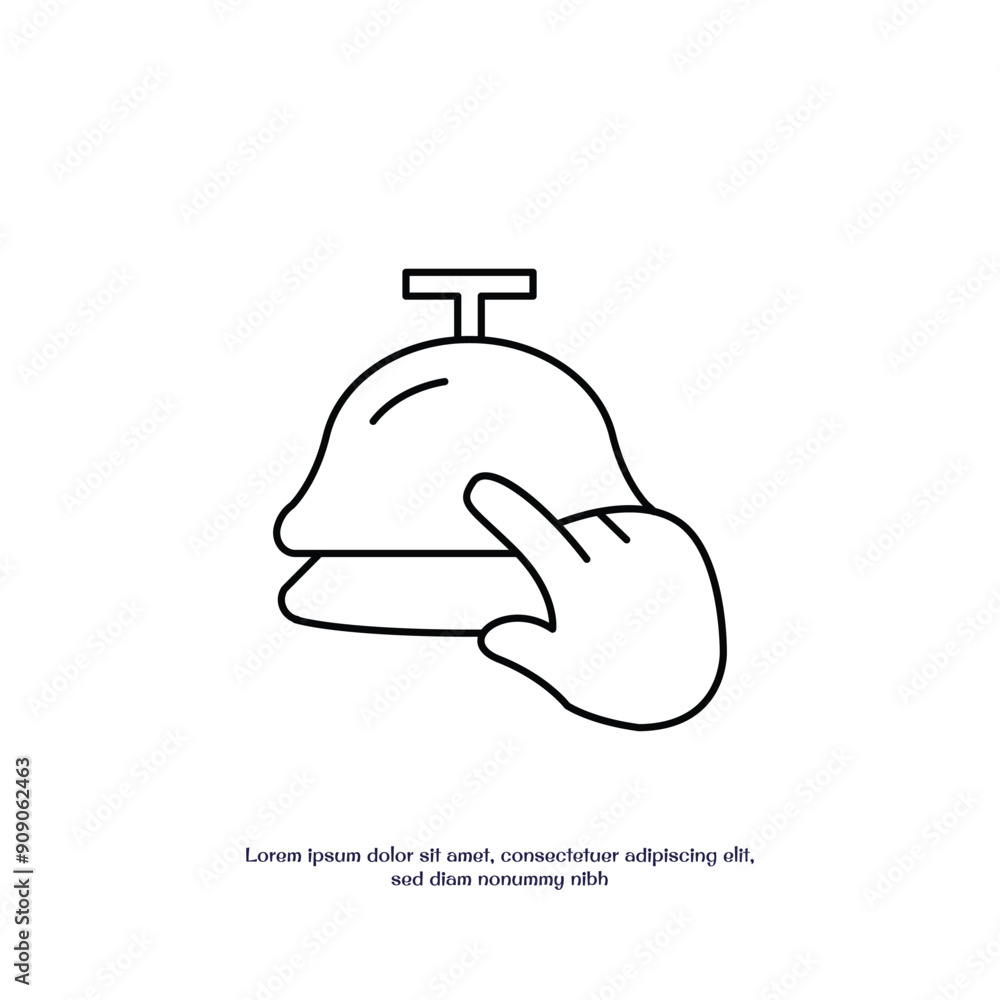 Poster hand pushing bell thin outline icon vector design good for web or mobile app