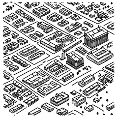 Obraz premium Cityscape of a Roman city with temples, public baths, and straight roads, vector illustration art