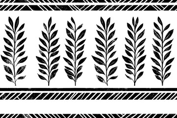 Classic border pattern with alternating chevrons and stylized leaves, seamless pattern vector