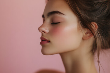 Fototapeta premium A close up of a girl's face with her eyes closed
