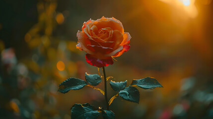 Magnificent orange rose flower non-descript nature
