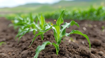 A field with a protective cover crop growing to prevent soil erosion