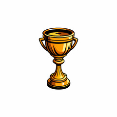 Isometric flat icon of a golden trophy cup.