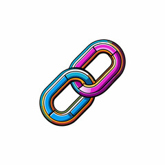 Obraz premium Isometric flat icon representing a chain link, symbolizing connection and networking, for internet and technology.