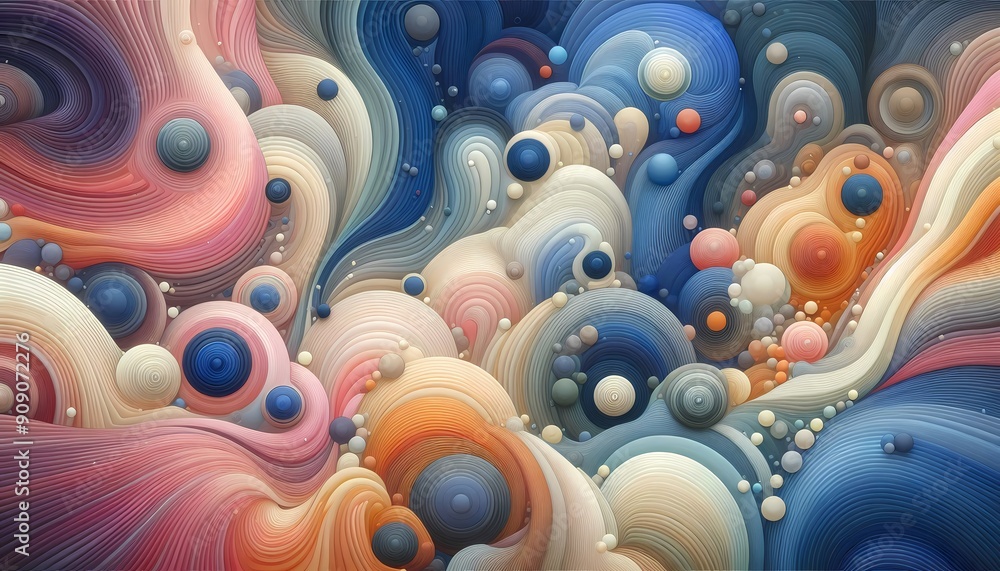 Fototapete colorful fractal background with a space for text featuring blue bubbles and light patterns