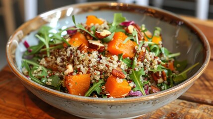 Vibrant Roasted Butternut Squash and Quinoa Salad on a Plate