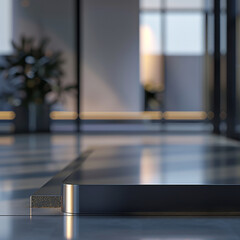 interior of a modern house with close up product display podium