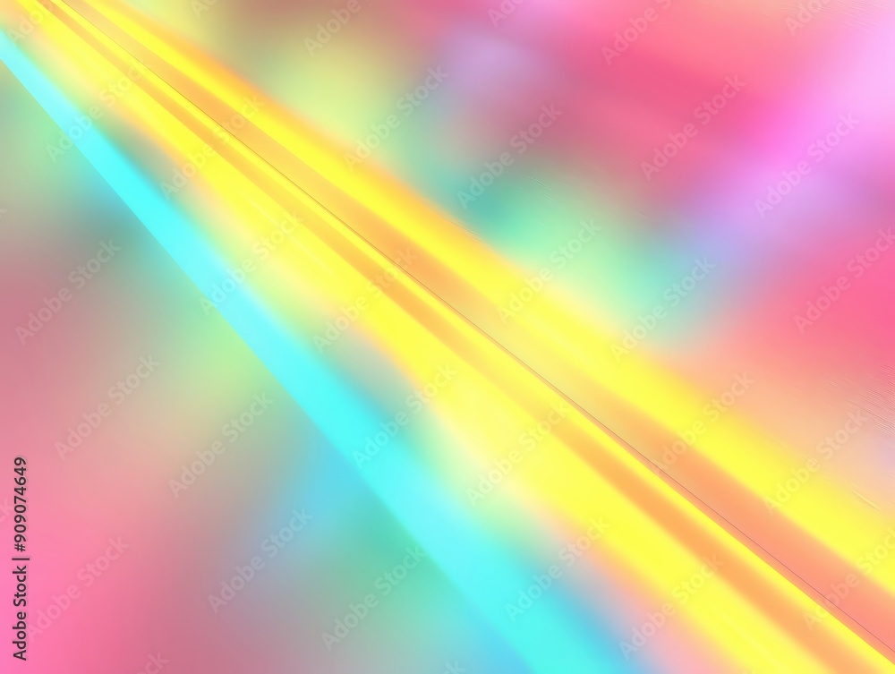 Poster vibrant abstract design featuring soft pastel colors and dynamic light beams creating a dreamy atmos