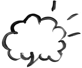 Watercolor brush style sketch drawing. Black speech bubble or text box on transparent background and png with isolated