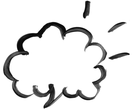 Watercolor brush style sketch drawing. Black speech bubble or text box on transparent background and png with isolated