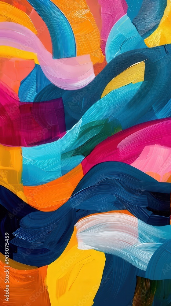Aufkleber a dynamic interplay of bold colors creates fluid patterns and textures, capturing the essence of abs