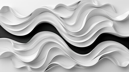 Fototapeta premium Delicate waves in white interplay beautifully with the contrasting dark surface