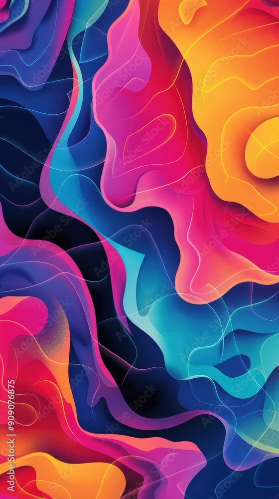 Aufkleber a dynamic arrangement of vivid abstract shapes creates an engaging visual experience with swirling c