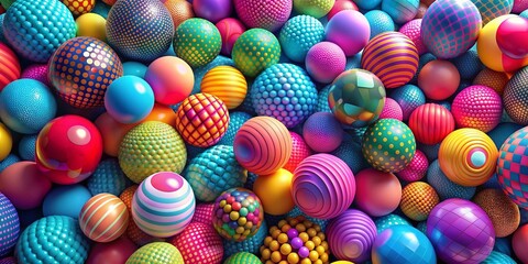 Fototapeta premium Vibrant 3D colorful spheres background with playful geometric design