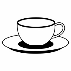 tea cup plate   Silhouette Vector illustration 