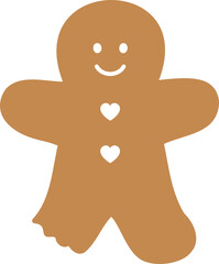 Obraz premium Bitten gingerbread man flat vector. Gingerbread man cookies with bites taken off vector. Holiday gingerbread man cookie svg.