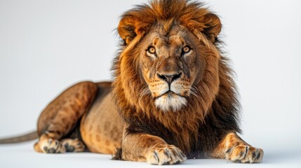 A powerful lion lounges elegantly, showcasing its stunning mane and strength