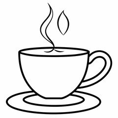 tea in a cup line art  Silhouette Vector illustration