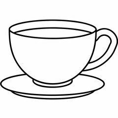 tea in a cup line art  Silhouette Vector illustration