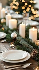 Elegant Christmas table setting with candles