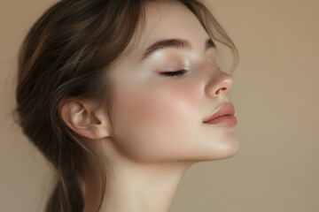 Fototapeta premium A close up of a girl's face with her eyes closed