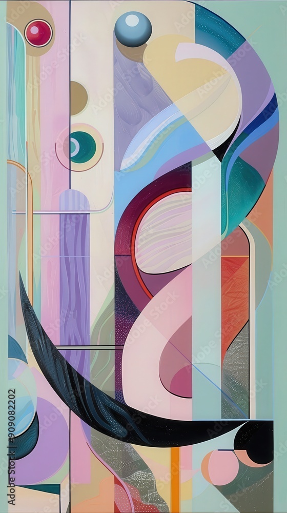 Aufkleber soft pastel lines and shapes intertwine, forming an abstract composition that captivates the viewer 