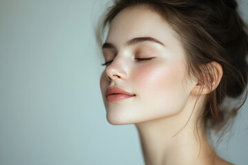 Fototapeta premium A close up of a girl's face with her eyes closed